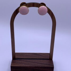 Monet Pink Enamel Round Stud Earrings